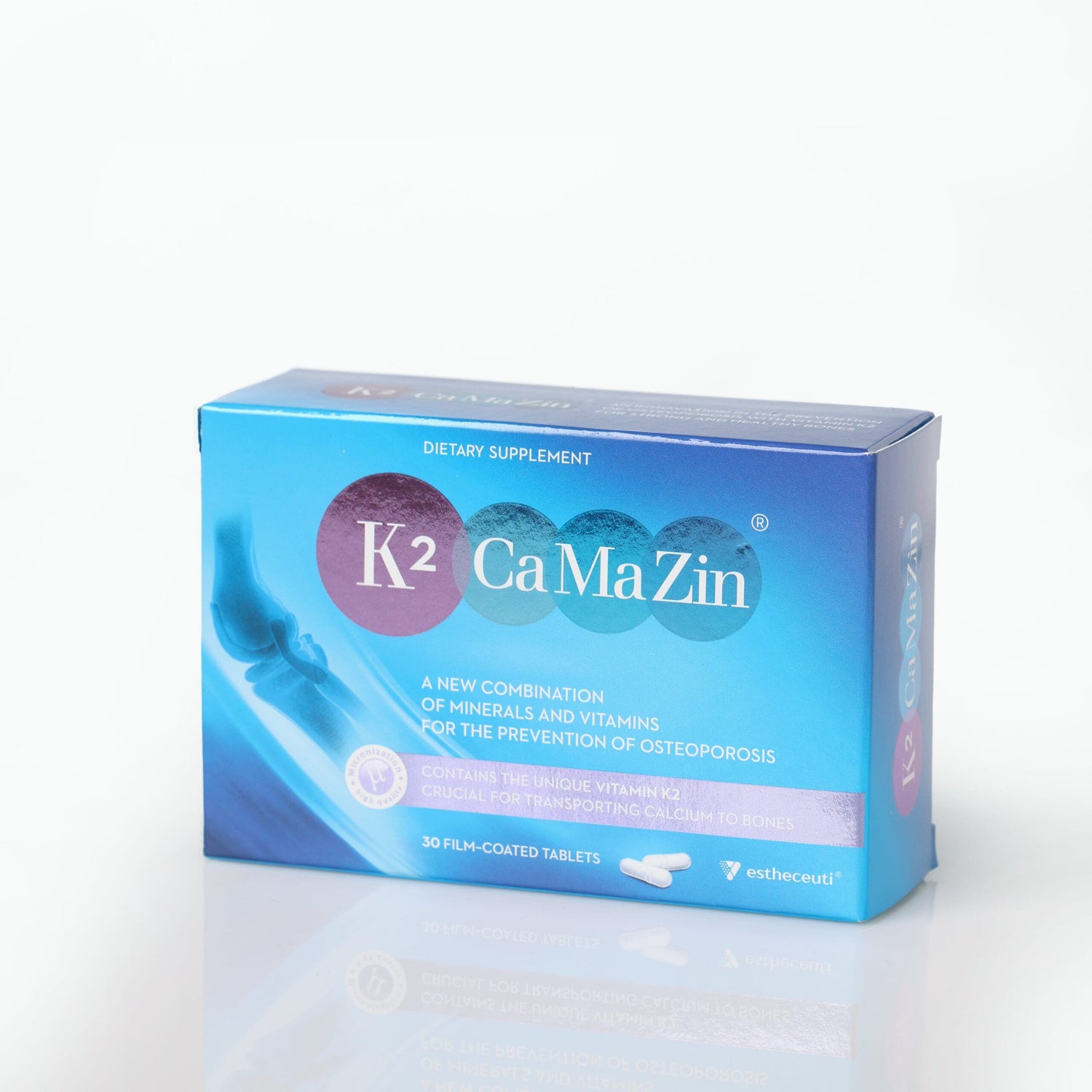 K2CaMaZin 30 Tablets Bone Health Supplement With K2, Calcium, Magnesium, Zinc, D-1