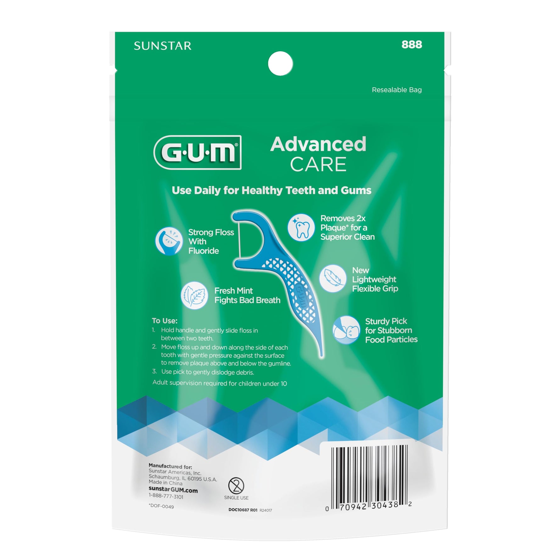 GUM Easy Flossers With Vitamin E And Fluoride, Mint, 30 Count-5