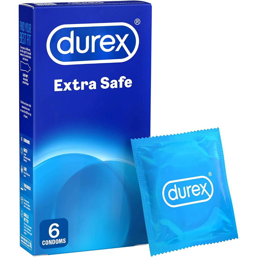 Durex Extra Safe Condoms 6 Pack, Extra Lubricated, 56mm, Latex