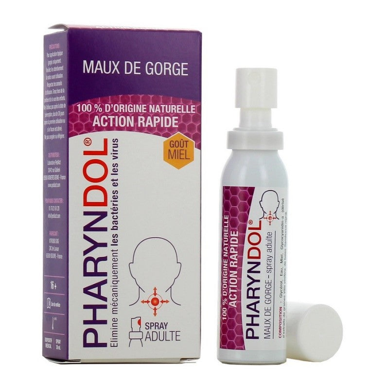 Pharyndol Spray Adulte 30 Ml Natural Throat Relief Honey Flavor-1