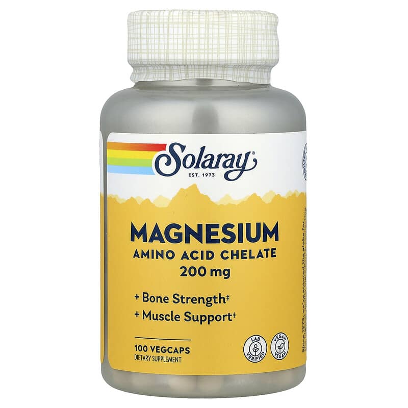 Solaray Magnesium 200 Mg 100 VegCaps Vegetarian Capsules Supplement-1