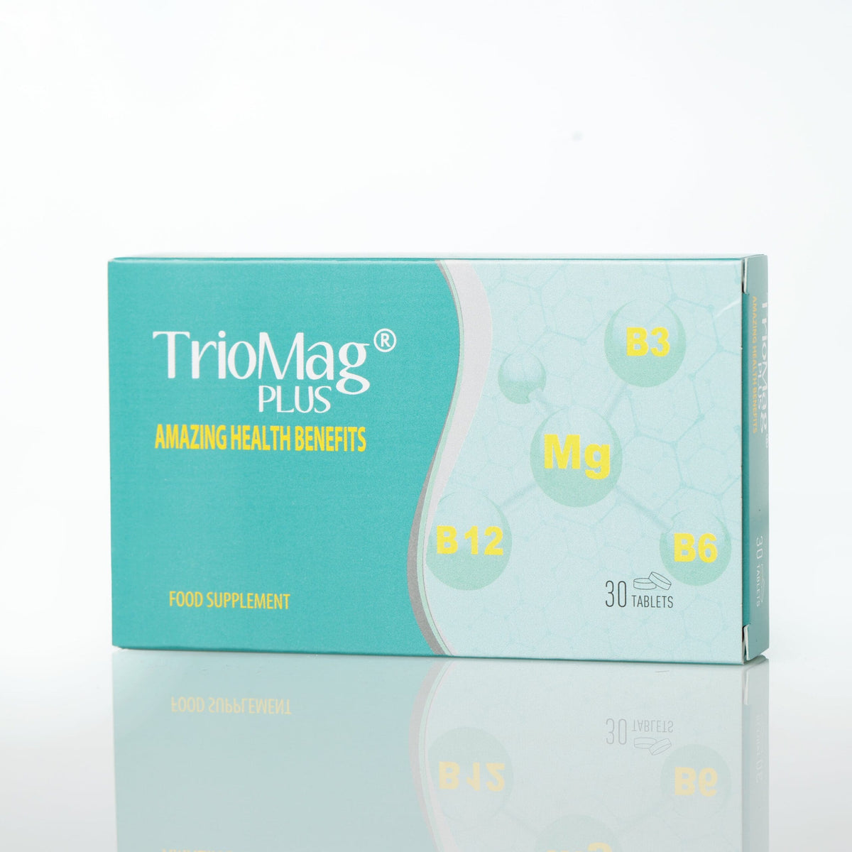 Triomag Plus 30 Tablets Magnesium Citrate Magnesium Oxide B3 B6 B12 Supplement-1