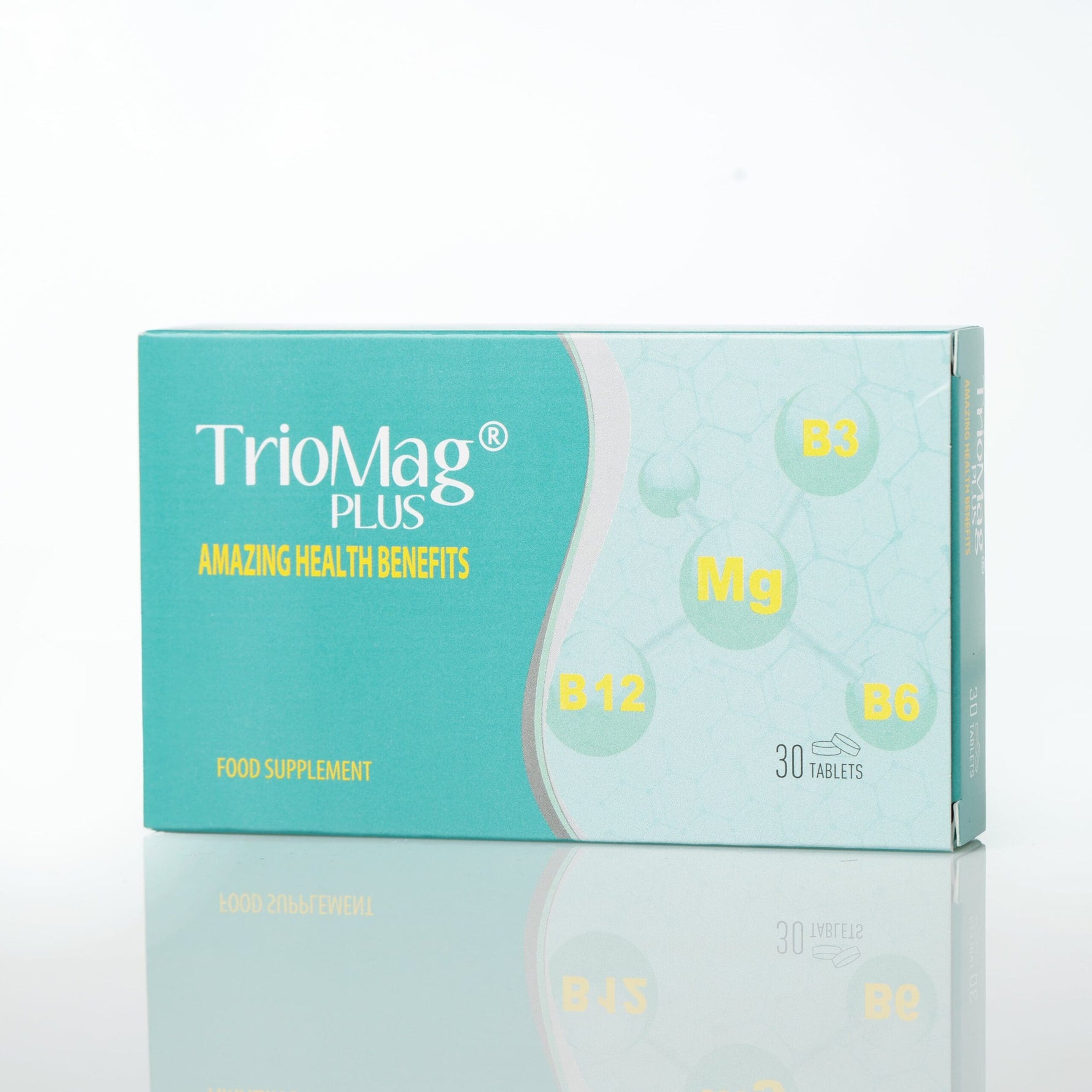 Triomag Plus 30 Tablets Magnesium Citrate Magnesium Oxide B3 B6 B12 Supplement-1