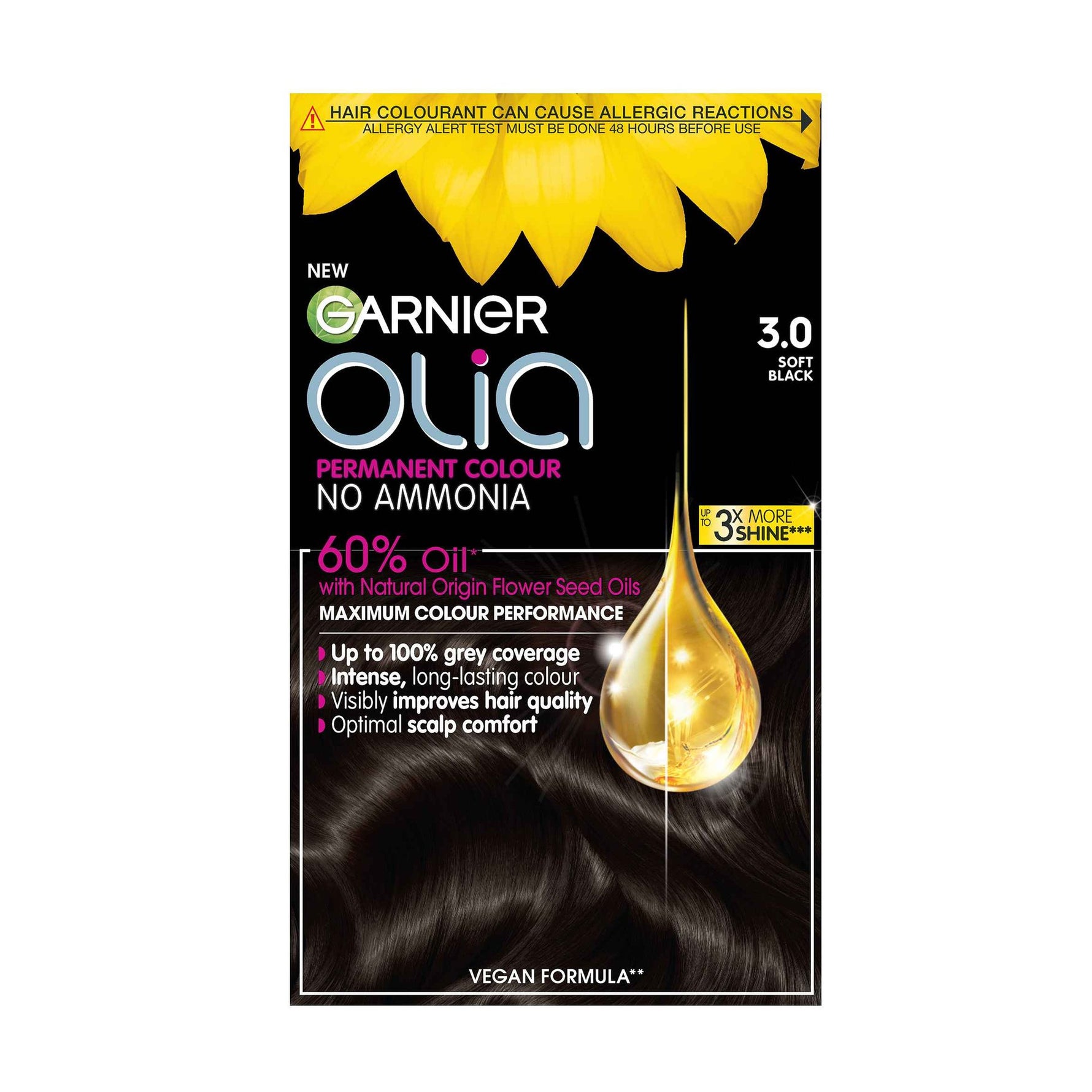 Garnier Olia 3.0 Soft Black Permanent Hair Color Kit Ammonia-Free-1