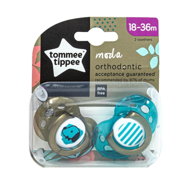 Tommee Tippee Moda Orthodontic Soother 18-36M, 2-Pack, Silicone Pacifiers-1