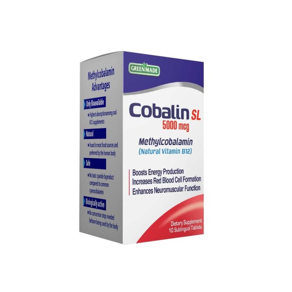 Green Made Cobalin SL 5000mcg Sublingual Vitamin B12 Tablets 10 Pack-2
