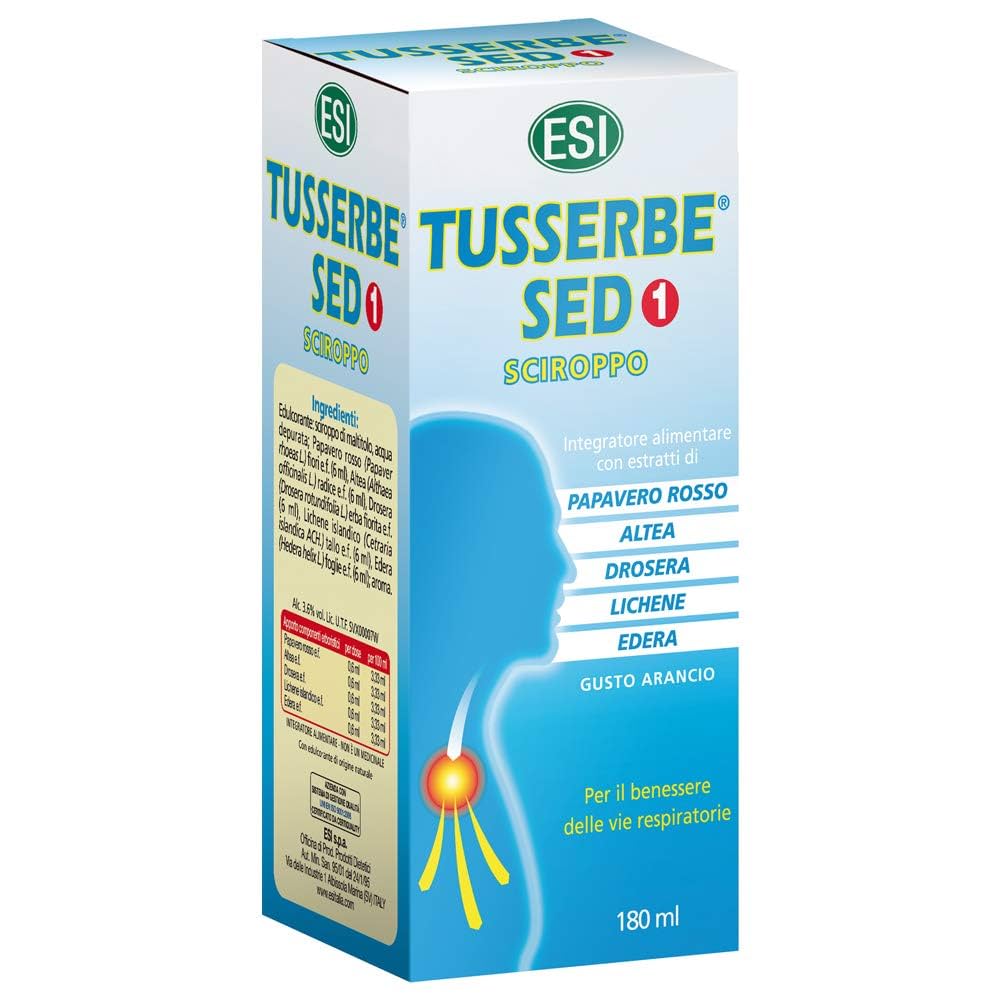ESI Tusserbe Sed 1 Syrup 180ml Respiratory Health Supplement orange flavor-1