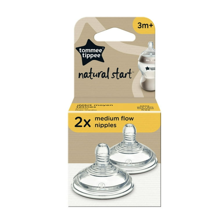 Tommee Tippee Natural Start Medium Flow Teats 2 Pack Silicone Baby Nipples-2