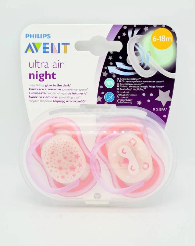 Philips Avent Ultra Air Night Soother 6-18M SCF376/22, Glow-In-The-Dark, Silicone-1