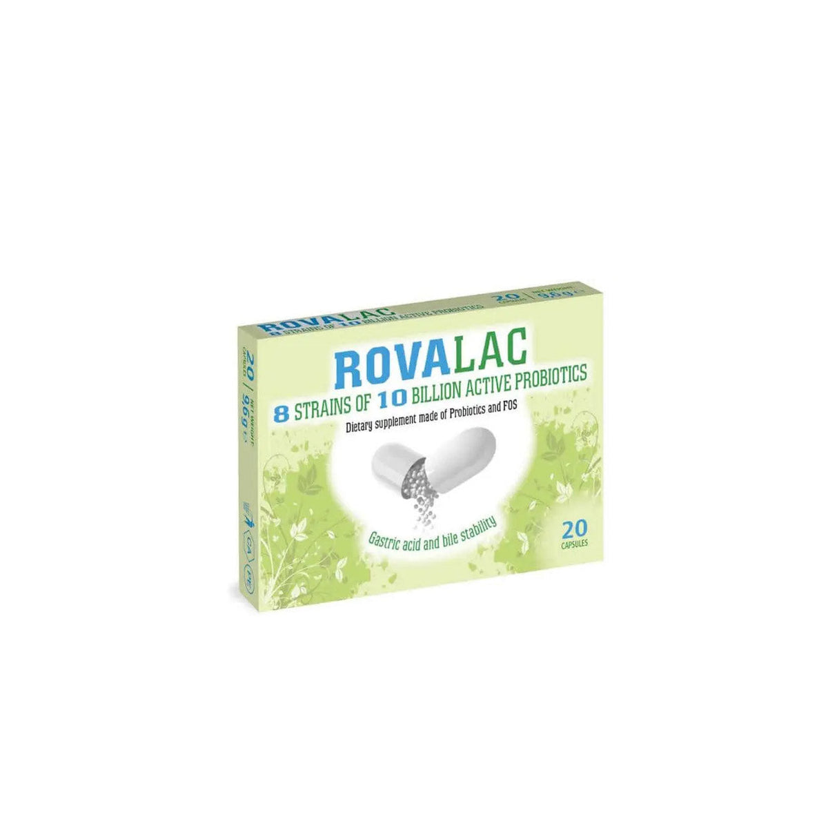Rovalac 20 Capsules - Probiotic Supplement With FOS, 8 Strains, Zinc-2