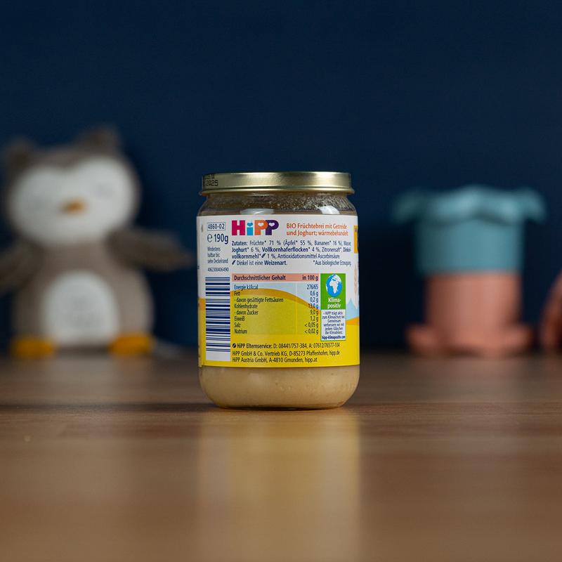 HiPP Apple & Banana With Wholemeal Cereal 190g Baby Food Jar-2