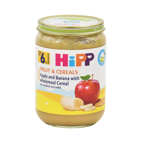 HiPP Apple & Banana With Wholemeal Cereal 190g Baby Food Jar-1