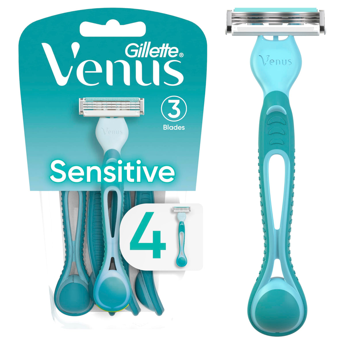 Gillette Simply Venus 3 Disposable Razors For Women, 4 Count-1