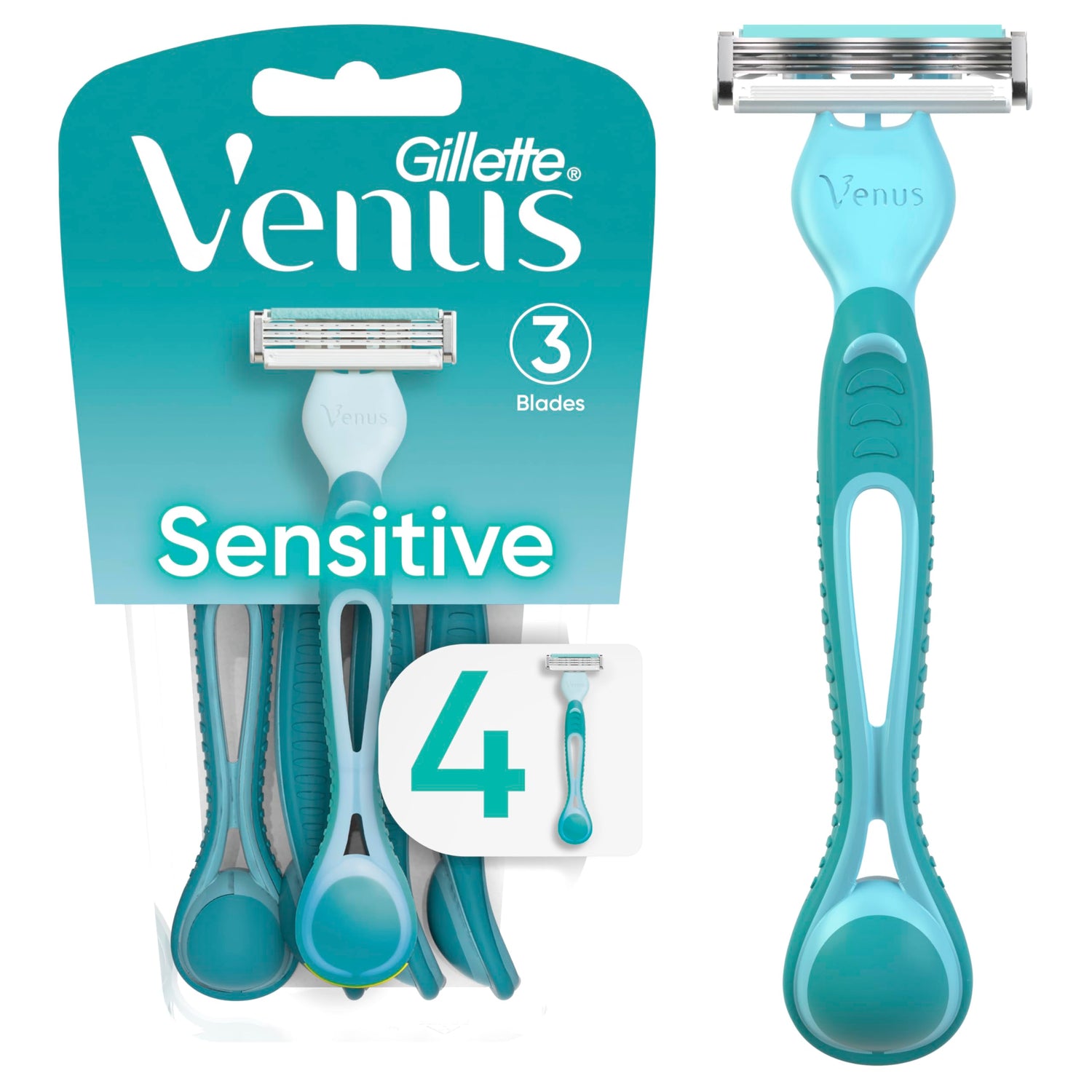 Gillette Simply Venus 3 Disposable Razors For Women, 4 Count-1