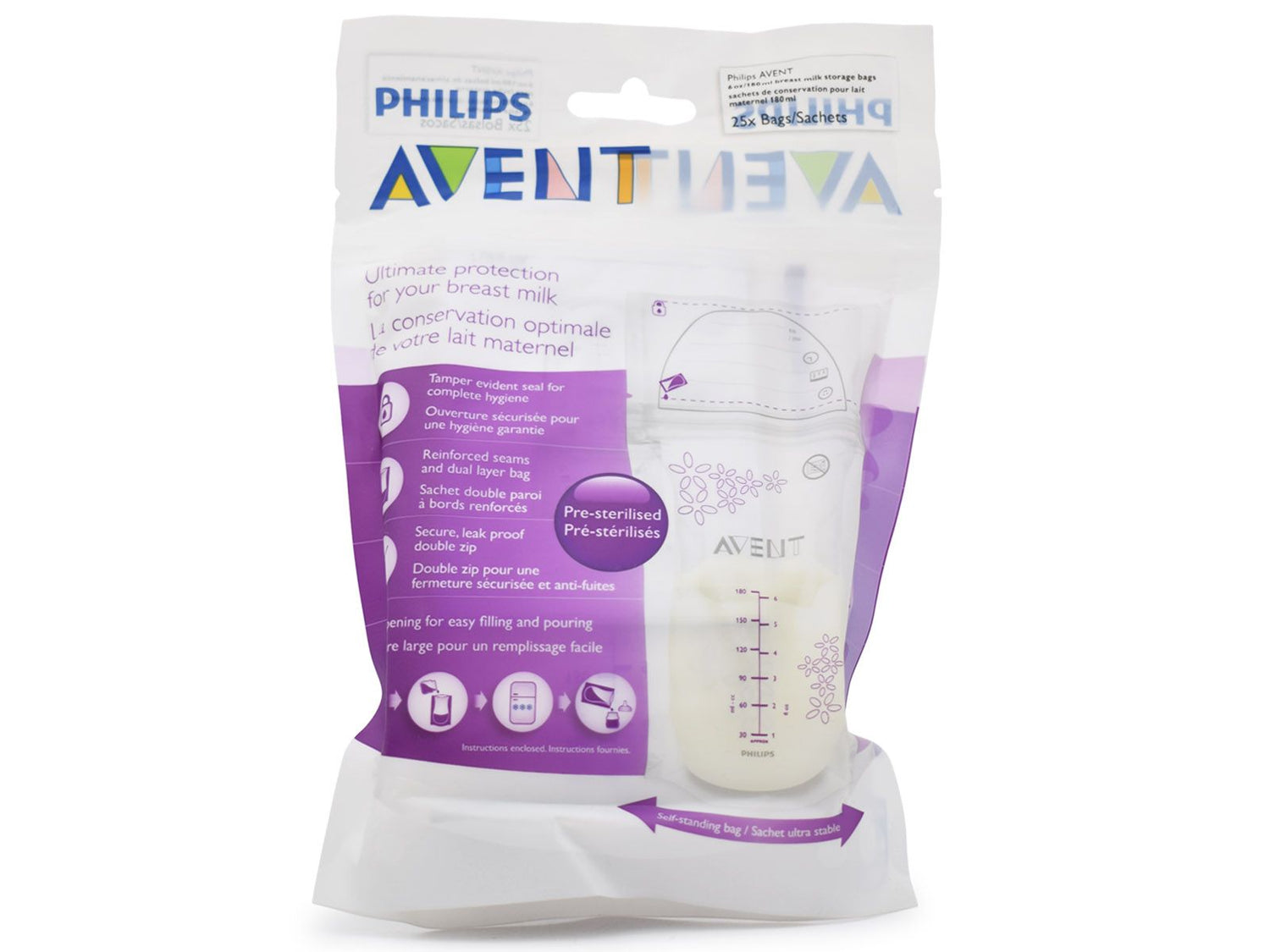 Philips Avent Breast Milk Storage Bags 180ml Leak-Proof Freezer Safe-1