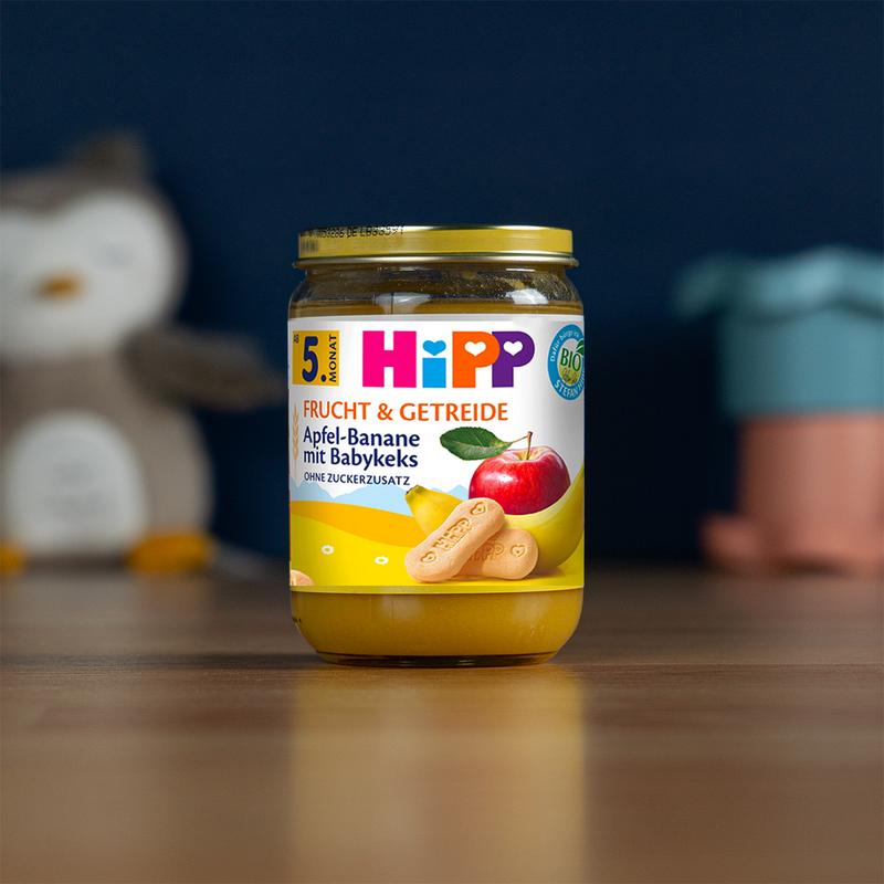 HiPP Organic Apple-Banana With Baby Biscuit Puree, 190g Baby Food-1