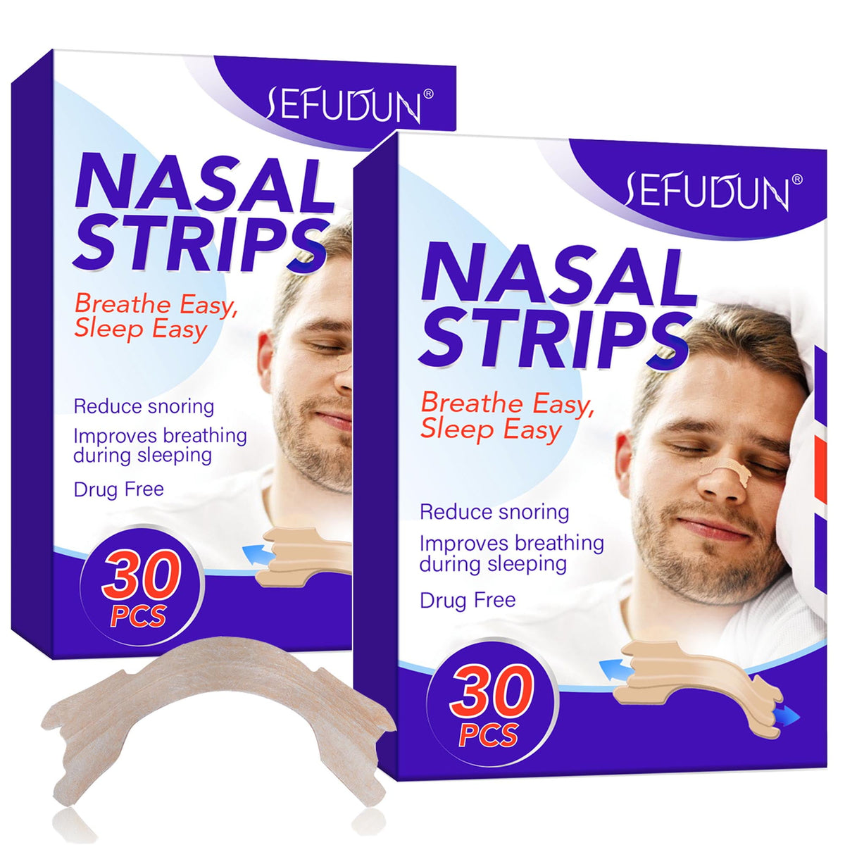 SEFUDUN Nasal Strips 30PCS Anti-Snoring Nasal Congestion Relief-2
