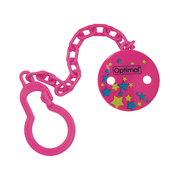 Optimal Pacifier Holder Clip Fuchsia Stars Baby Accessory-1