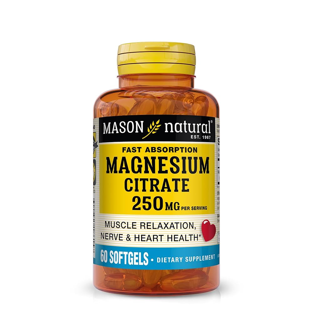 Magnesium Citrate 250 Mg Softgels, 60 Count, Muscle And Nerve Support-1