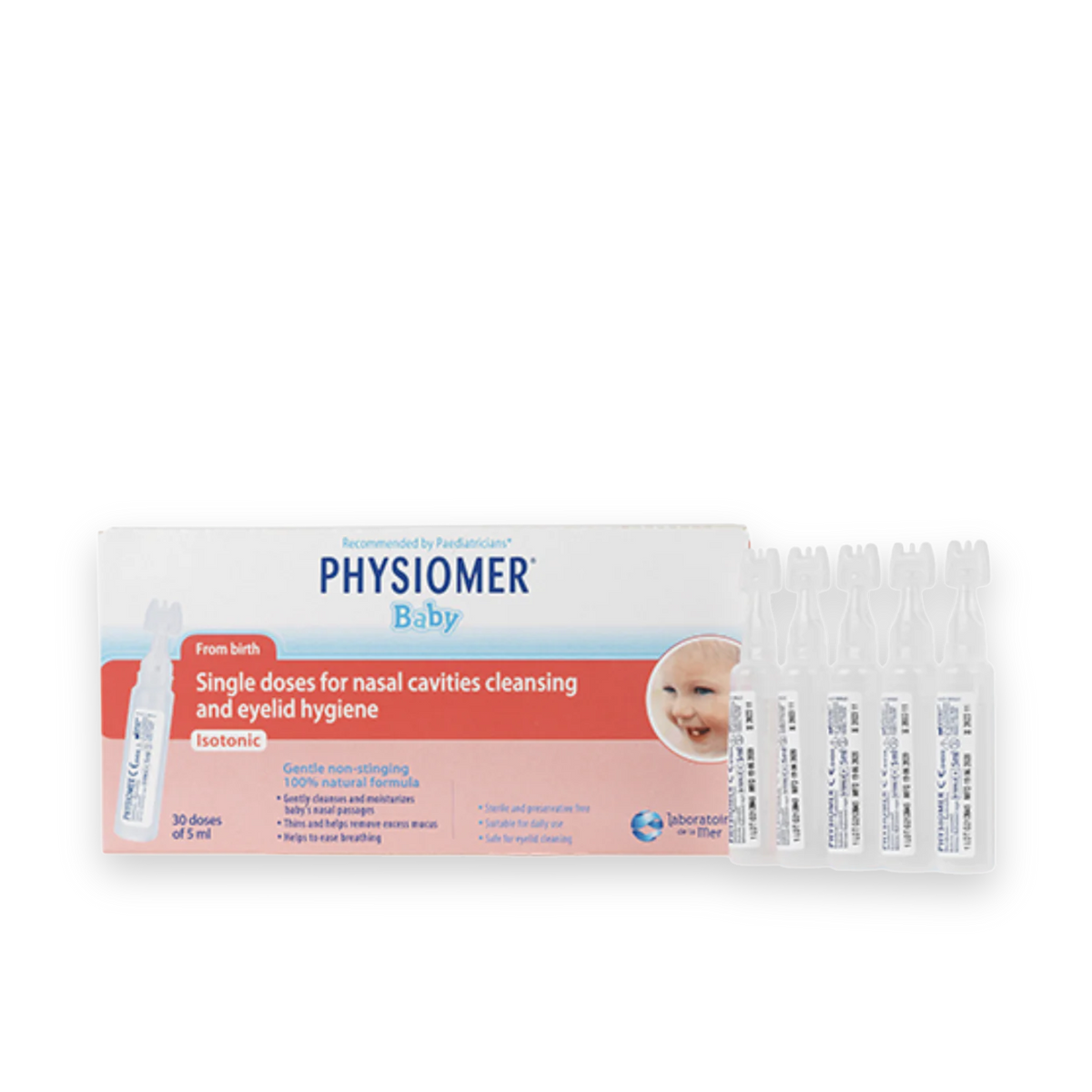 PHYSIOMER Baby Unidoses 30 x 5ml Nasal And Eyelid Hygiene For Newborns-2