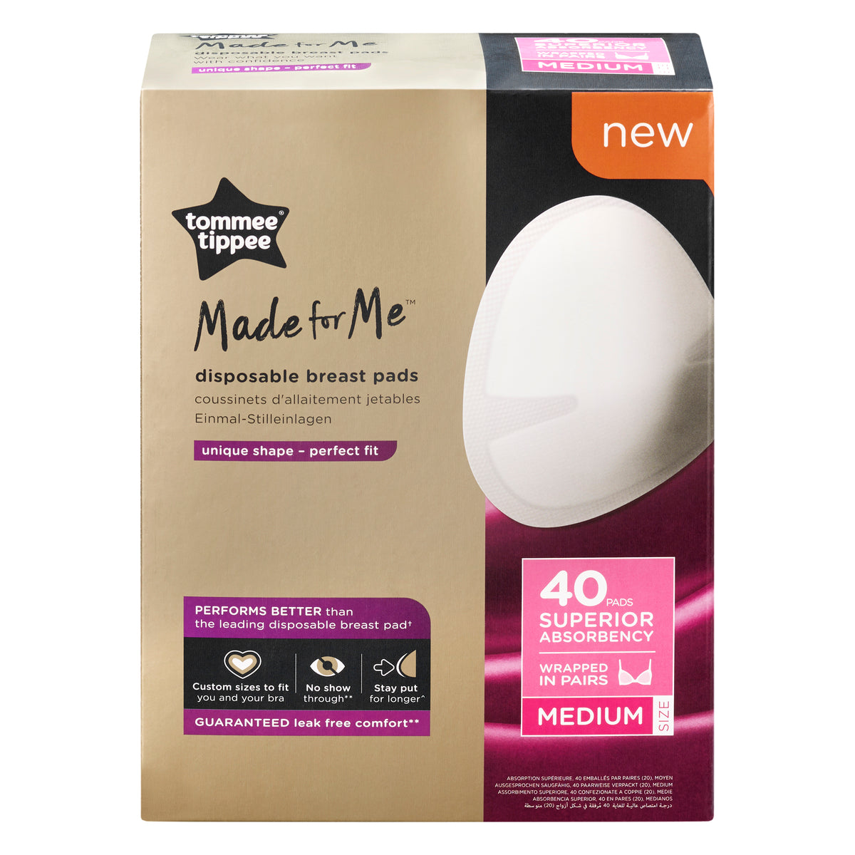 Tommee Tippee Made For Me Disposable Breast Pads Medium 40 Pack-1