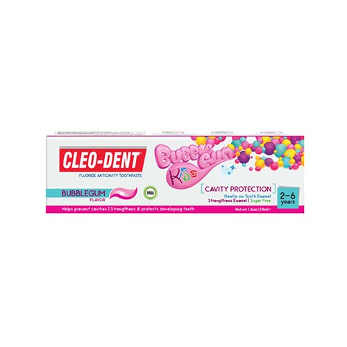 Cleo Dent Bubble Gum Toothpaste For Kids 2-6 Years, 50ml Fluoride Sugar-Free-1