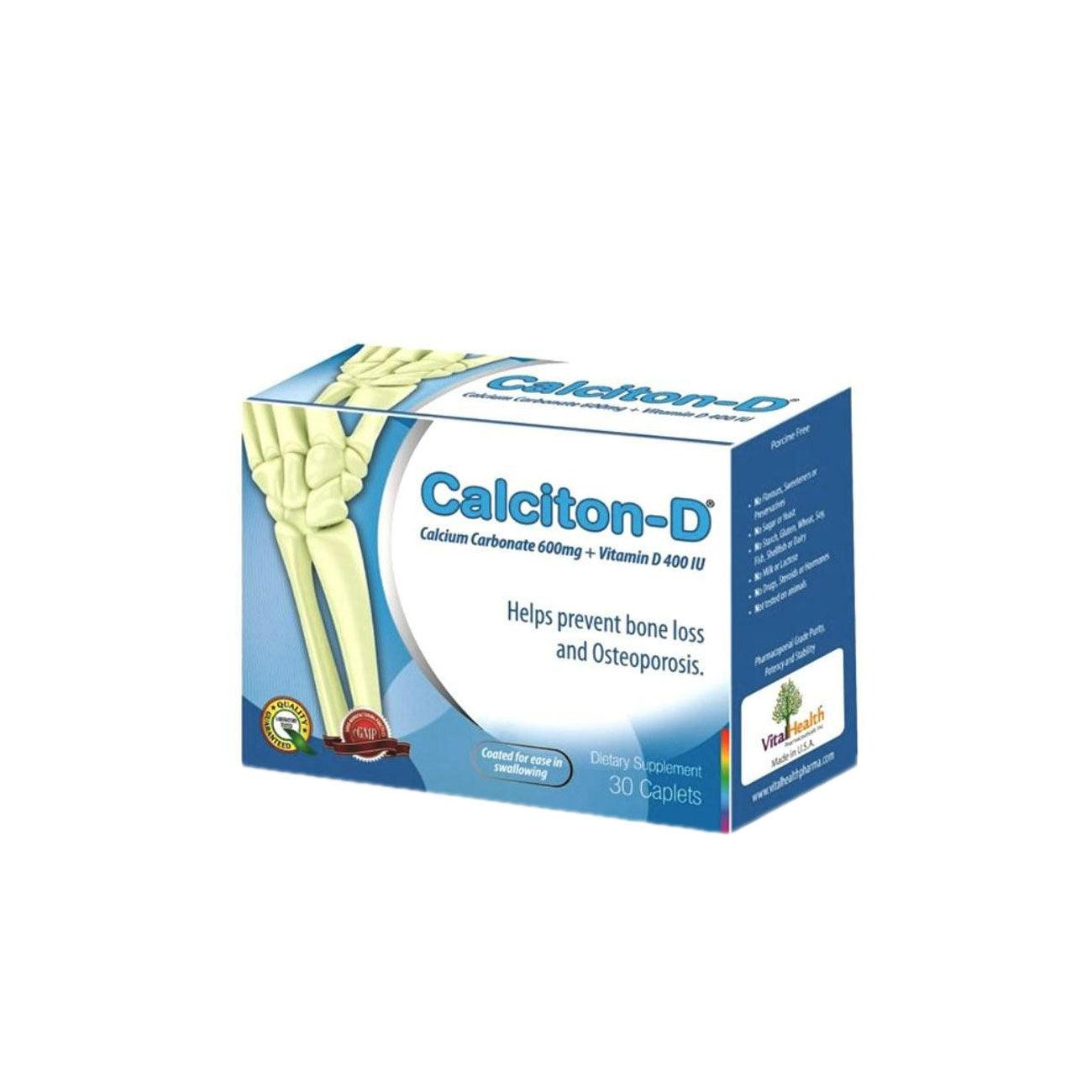 Calciton-D 30 Caplets Calcium Carbonate 600 Mg Vitamin D3 400 IU Suppl ...