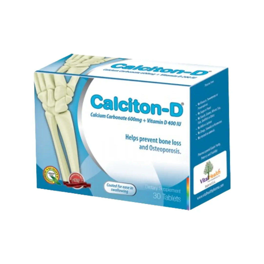 Calciton-D 30 Caplets Calcium Carbonate 600 Mg Vitamin D3 400 IU Supplement-2