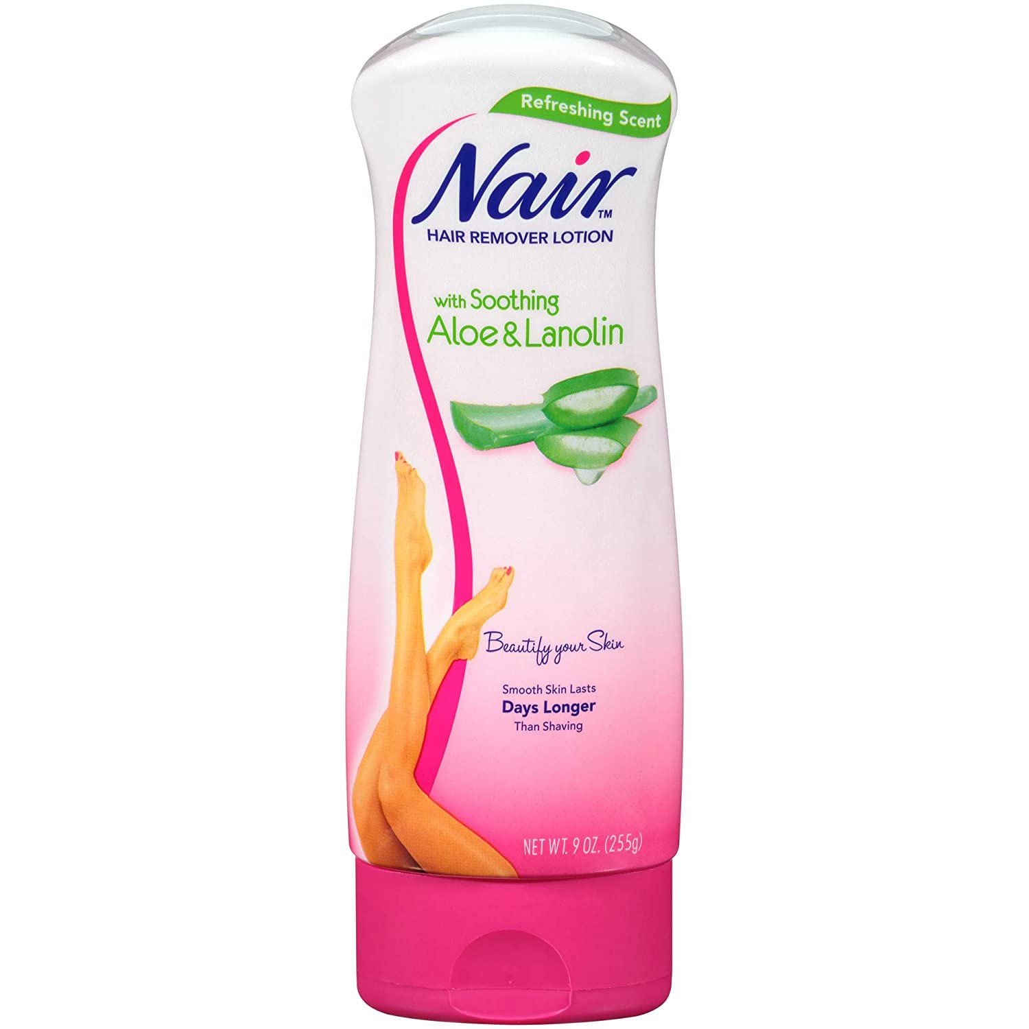 Nair Hair Remover Lotion With Aloe And Lanolin, 9 Oz Painless Hair Removal-1