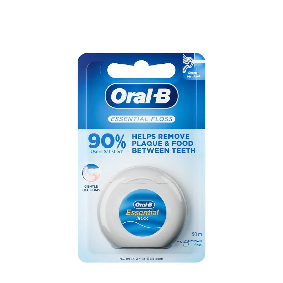 Oral-B Essential Floss Unwaxed Dental Floss 50m Satin Texture