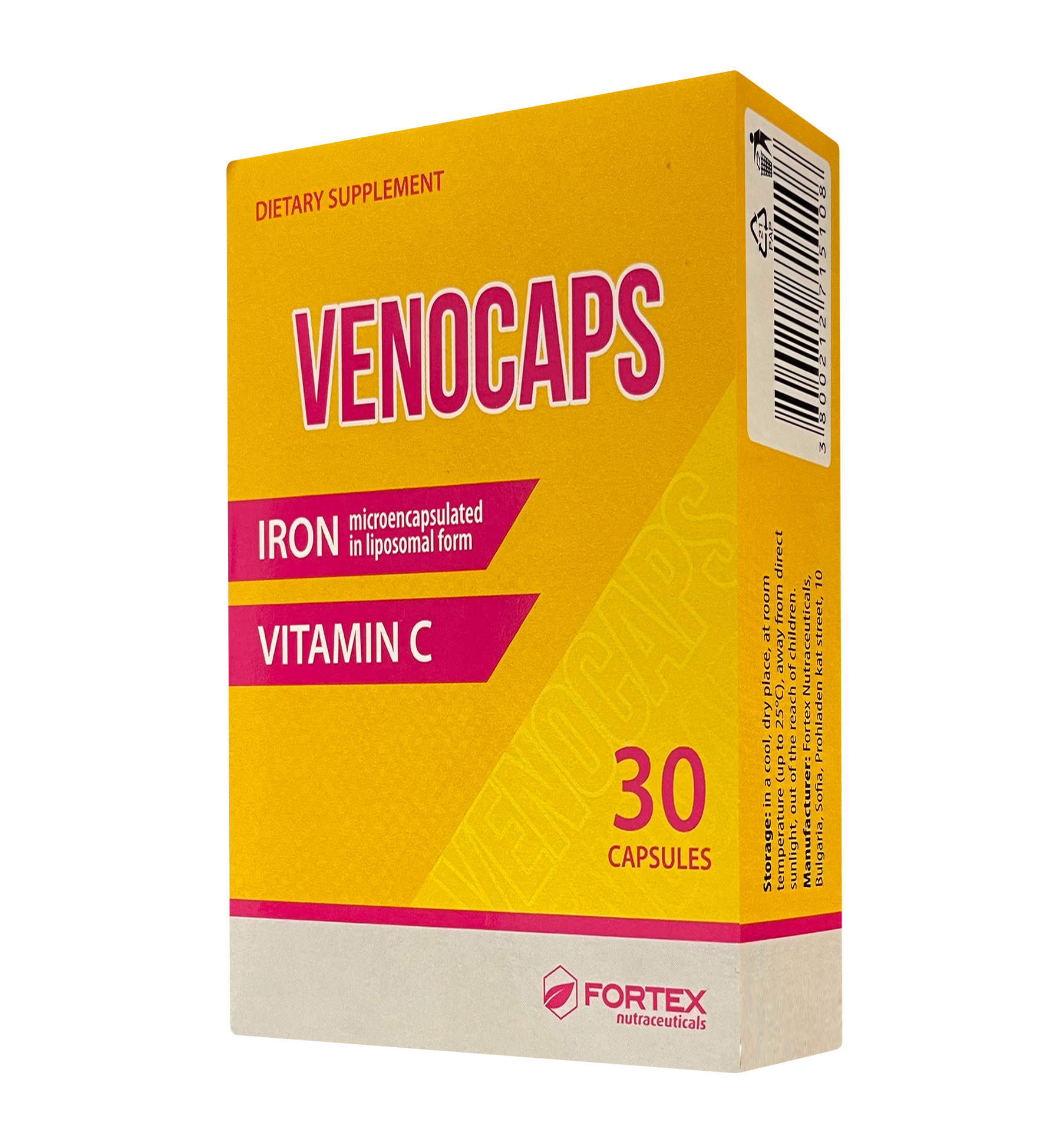 Venocaps Iron Vitamin C 30 Capsules For Venous Circulation Support-1