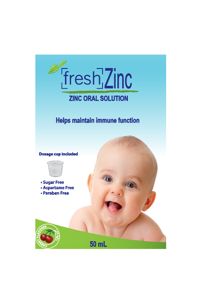 Fresh Zinc Oral Solution 50 mL Sugar-Free Cherry Flavor Pediatric Supplement-1