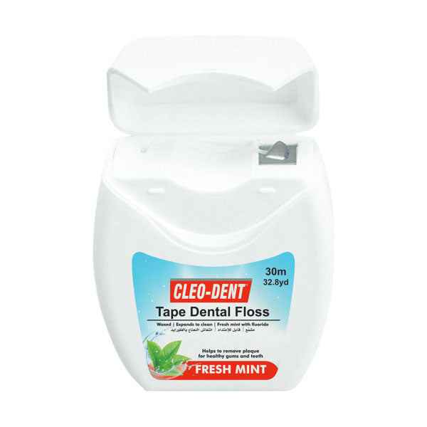 Cleo-Dent Tape Dental Floss 30M Fresh Mint Waxed Satin Ribbon-1