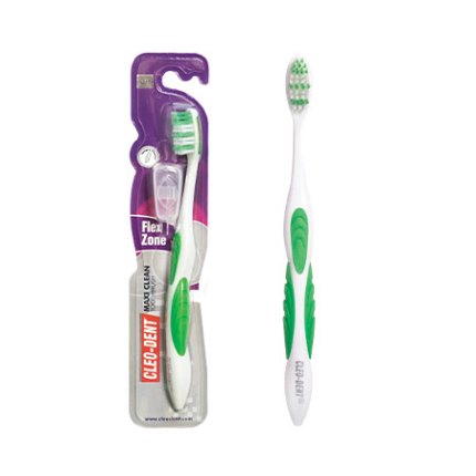 Cleo-Dent Flex Zone Soft Toothbrush With Flexible Neck And Tongue Cleaner-2