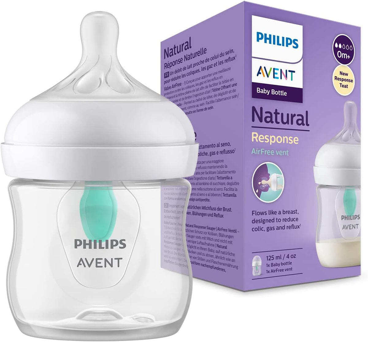 Avent Natural Feeding Bottle With Airfree Vent 125ml, Anti-Colic, Bpa-Free-1