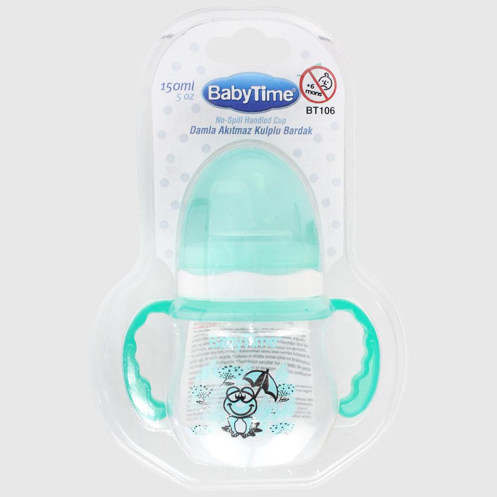 Babytime Handled Non-Spill Glass 150ml Silicone Baby Bottle Blue-1