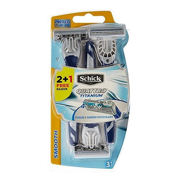 Schick Quattro Titanium Disposable Razor For Men 2+1 Free, 4-Blade Pack-2