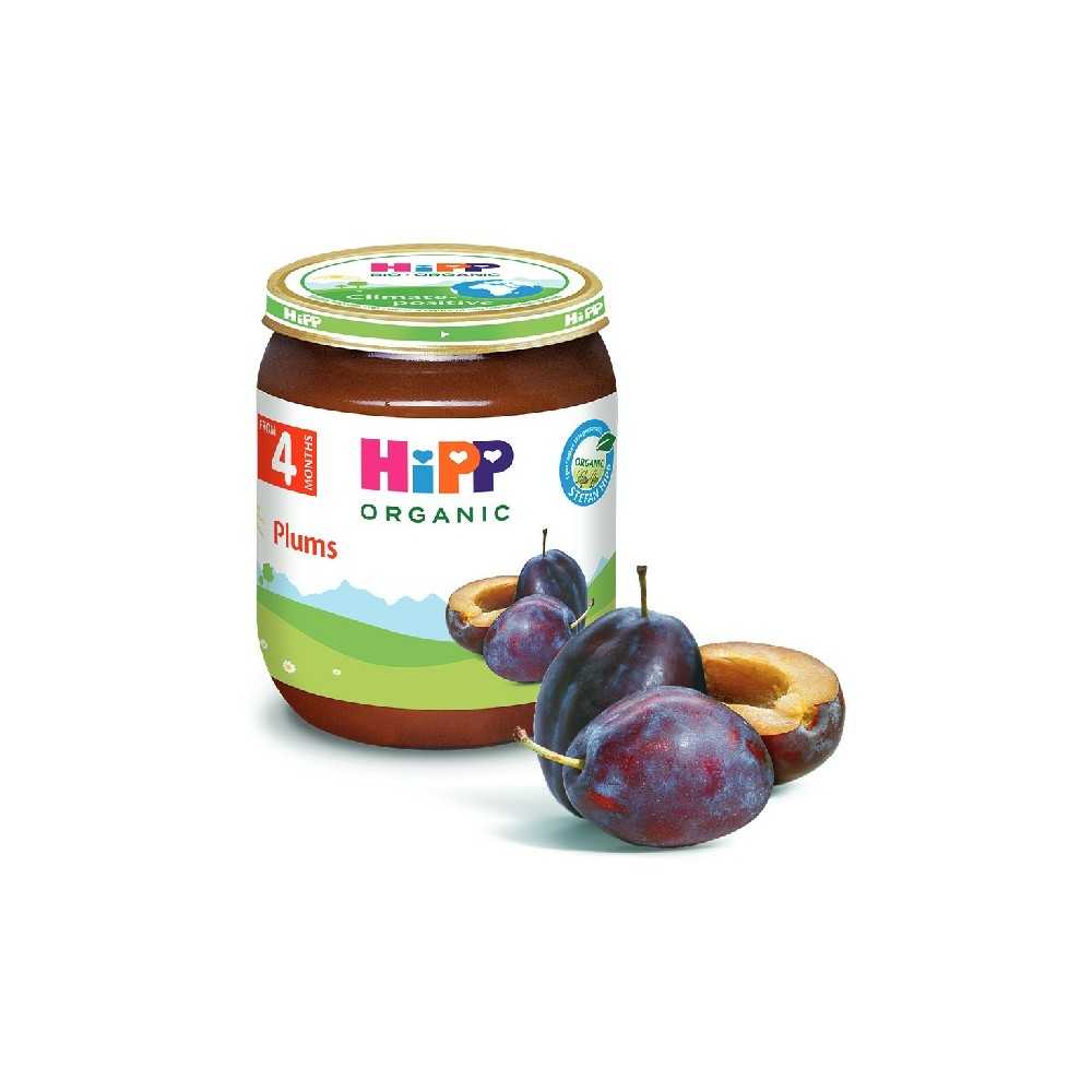 HiPP Organic Plums 125g Baby Food, Gluten-Free, Vitamin C Enriched-1