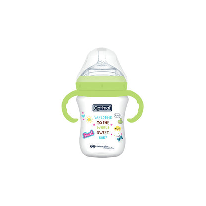 Optimal Wide Neck Feeding Bottle With Handle 300ml For Babies 6+ Months-1