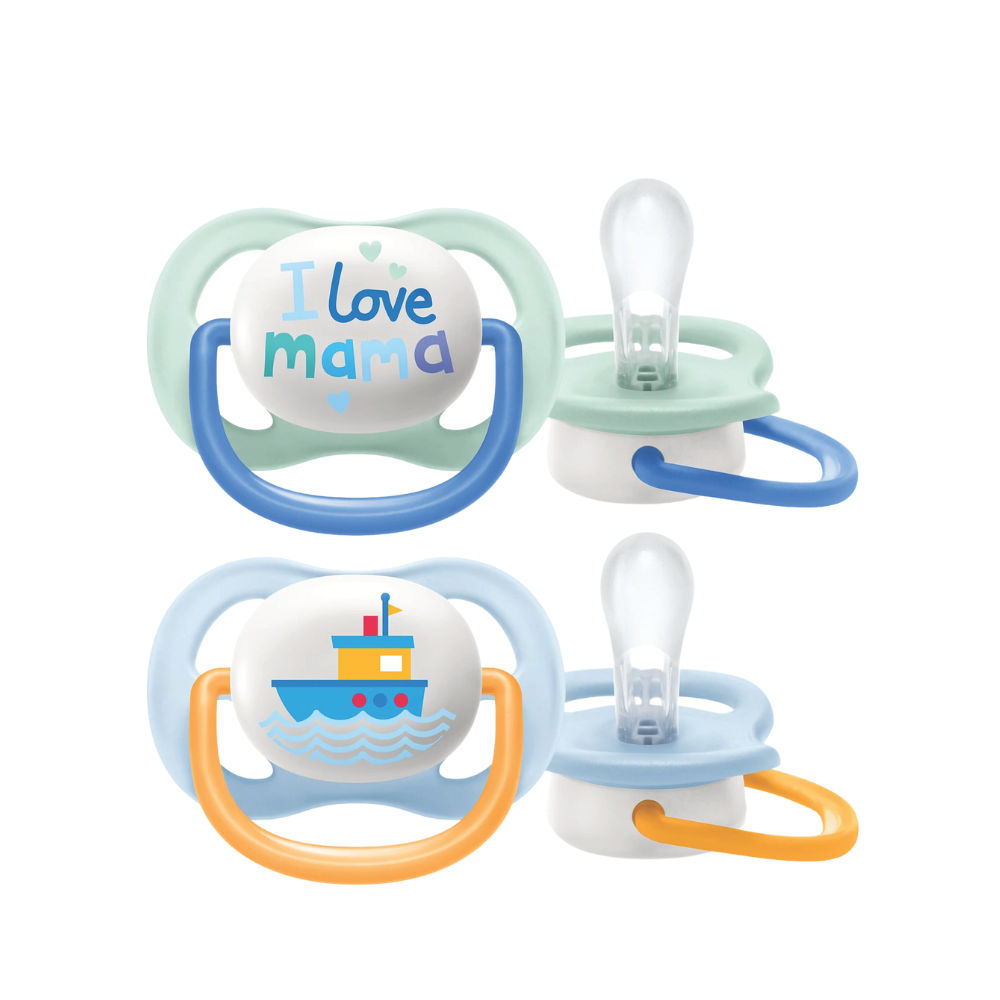 Avent Ultra Air Soother I Love Mama 0-6M Boy Pacifier 2-Pack-1