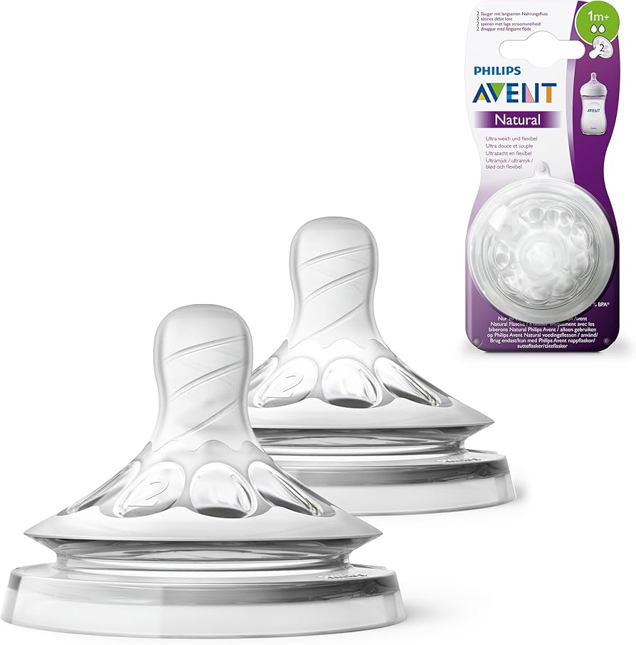 Philips Avent Natural Teats Slow Flow 2 Holes 1m+ SCF042/27 Baby Bottle Nipples-1