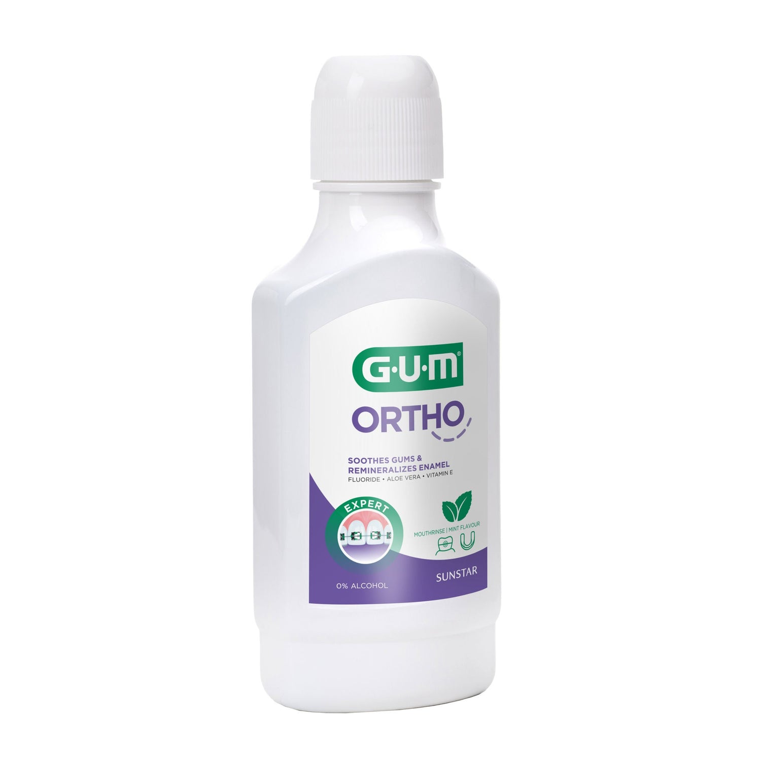 Gum Ortho Mouthwash 300ml Alcohol-Free Fluoride Rinse For Braces-1