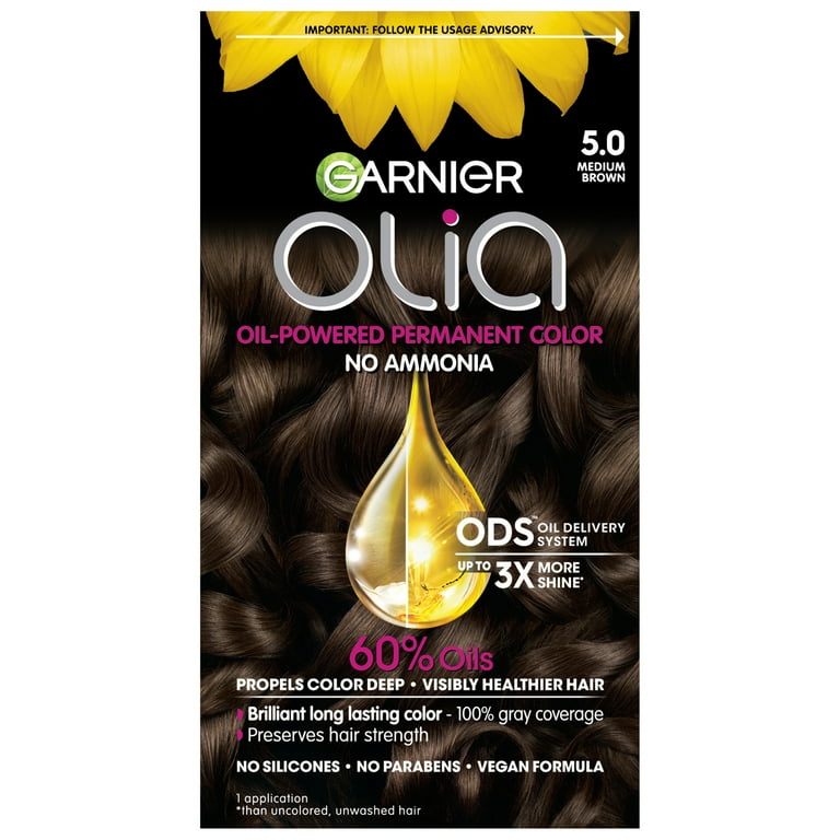 Garnier Olia 5.0 Medium Brown Permanent Hair Color Kit Ammonia-Free-1