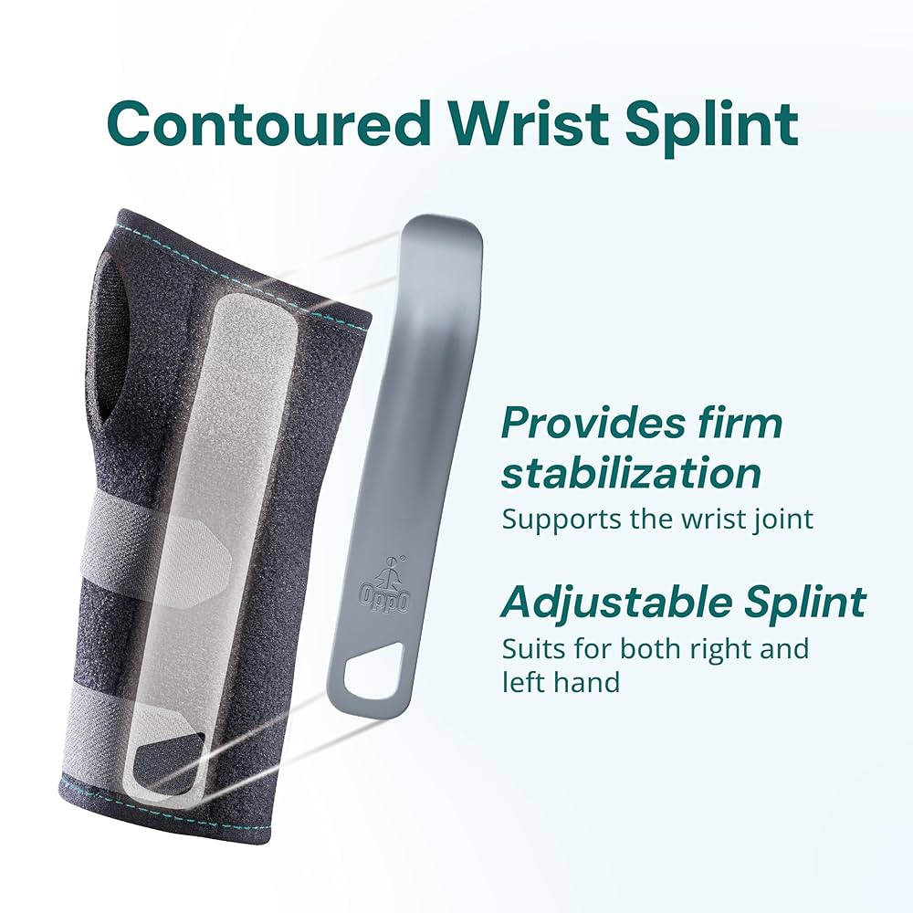 OPPO Wrist Splint RH301 Contoured Support Adjustable Gray One Size-1
