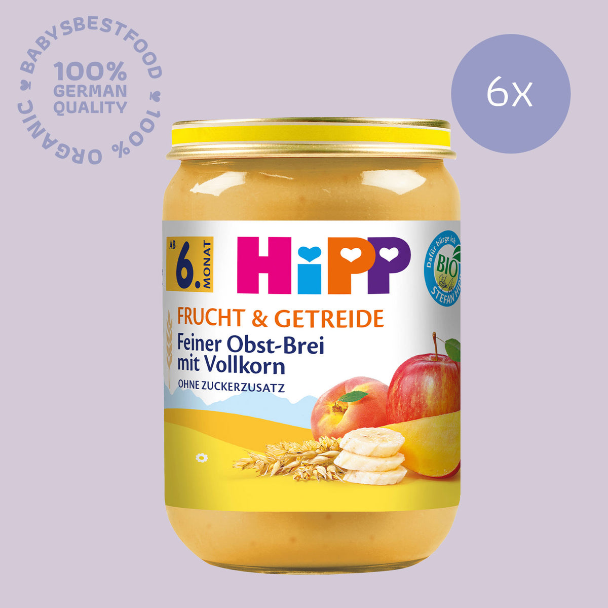 HiPP Fine Fruits With Wholemeal Cereal 6x 190g Organic Baby Food-1