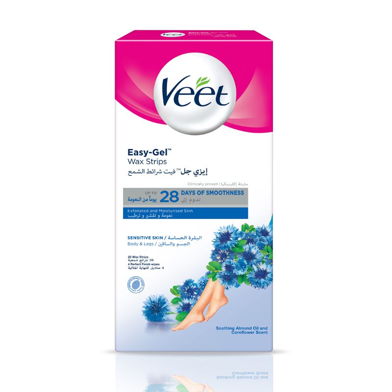 Veet Hair Remover Cold Wax Strips Sensitive Skin 20s Pre-Loaded Almond Oil-1