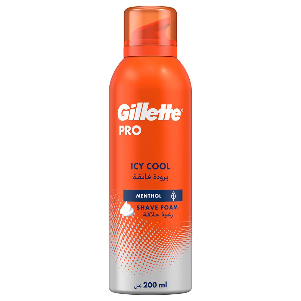 Gillette Pro Icy Cool Shave Foam 200ml Menthol Sensitive Skin-1