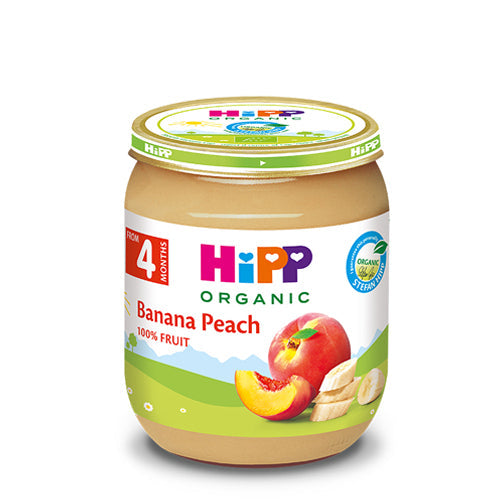 HiPP Organic Banana And Peach Baby Food Jar 125g For 4 Months+-1