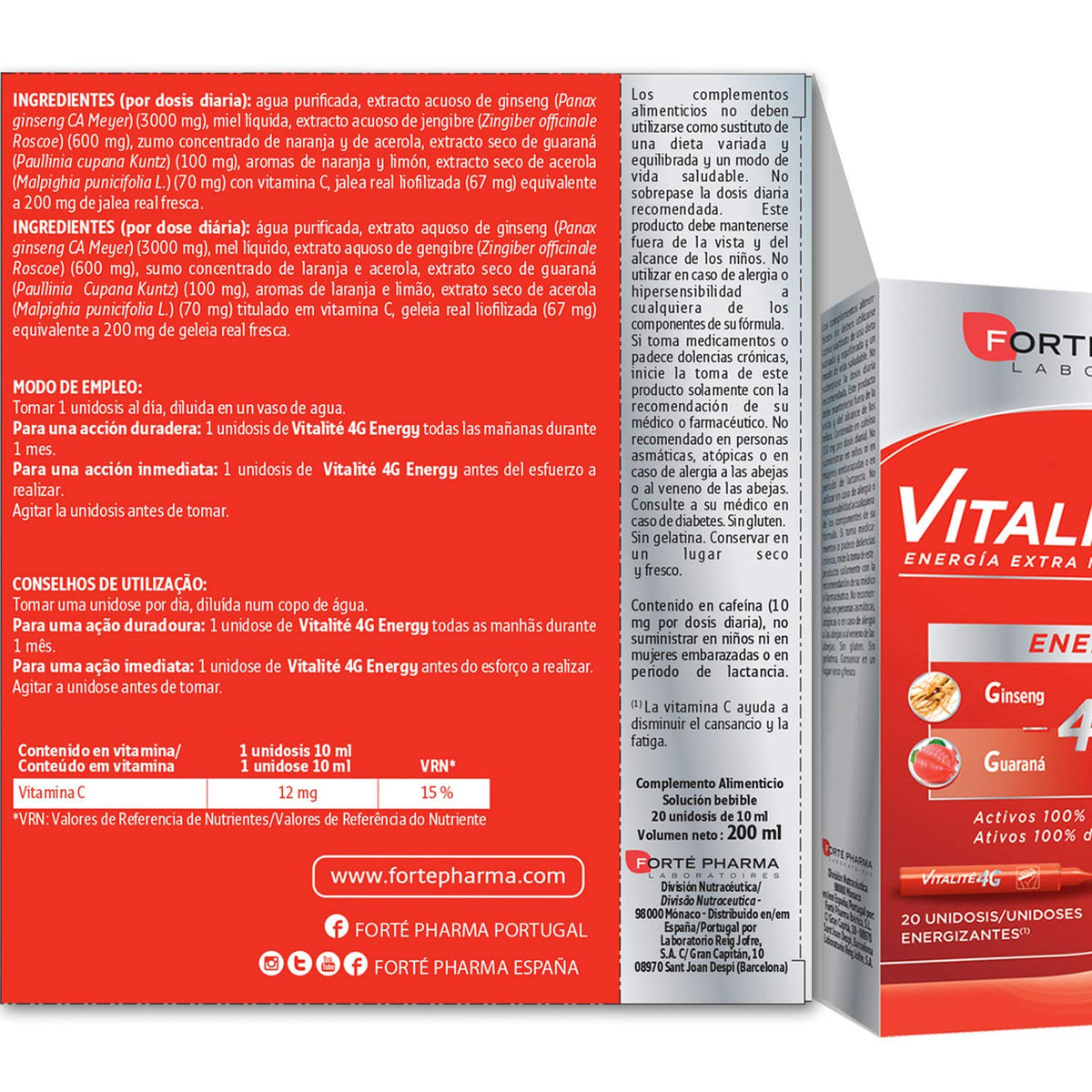 Vitalité 4G Energy Shots 10 x 10ml Natural Energy Supplement-2