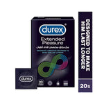 Durex Extended Pleasure Condoms, 20 Count, 5% Benzocaine Lubricant-1